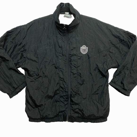 Perry Ellis Other - VINTAGE Perry Ellis Track Jacket Mens M Black Nylon Full Zip Windbreaker 80s